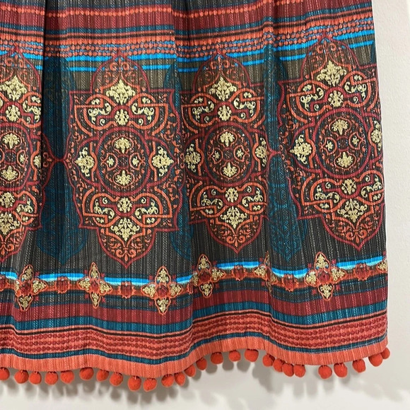 Kenzie Girl Linen Blend Pleated Skirt Pom Pom Hem Detail 5 - Picture 10 of 16